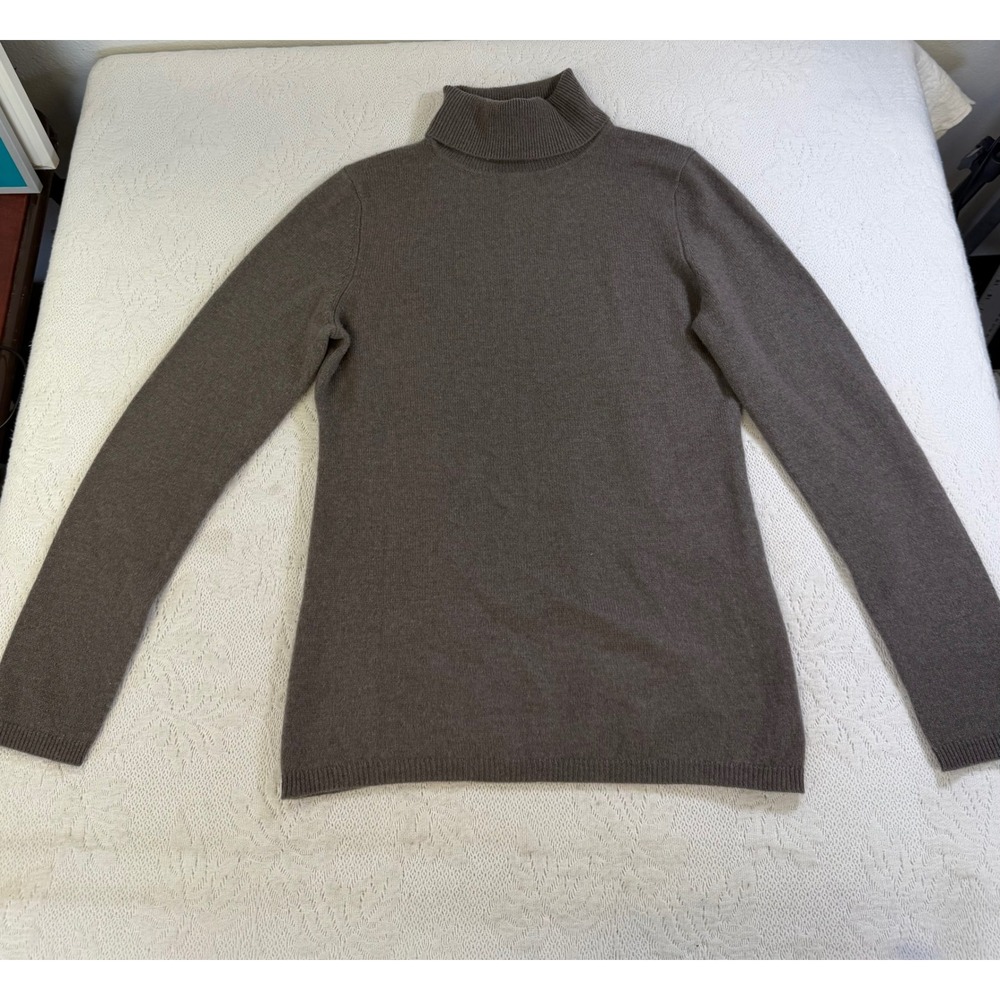 Charter Club Luxury Cashmere Turtleneck Sweater Taupe Brown XS S/73002 FA16 FLAW